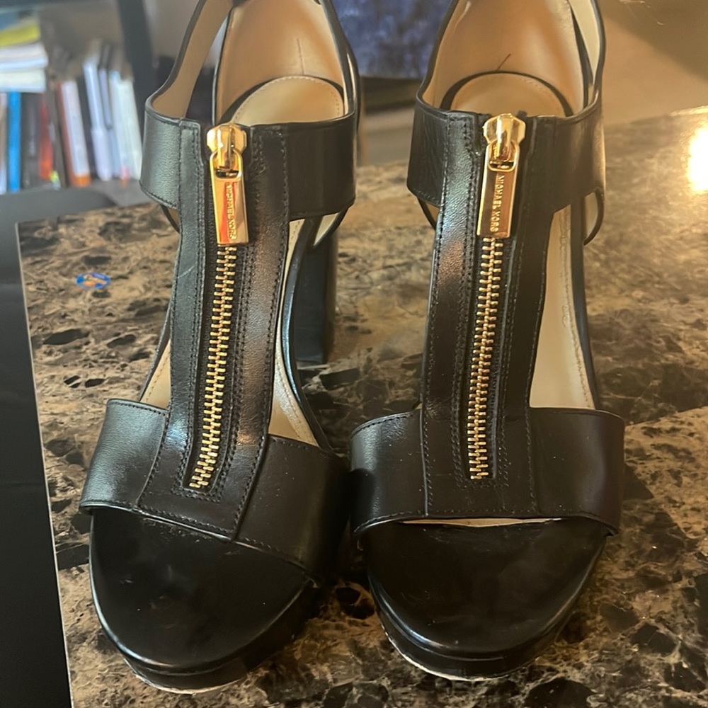 Gorgeous Navy Blue open toed wedge heels